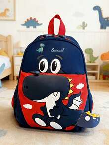 1 pieza Mochila de dinosaurio personalizada y personalizada para volver a la escuela, estampado de dinosaurio versátil y lindo, cierre de cremallera, material de nailon, correas de hombro ajustables, portátil, adecuada para la escuela, compras, salidas diarias, viajes al aire libre. Regalo de cumpleaños. - Multicolor - Ver 10