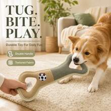 Dog Tug Toy,Dog Accessories, Dog Toys, Toys, Cat Toys, My PuppyPuppy Keep, Durable Bite Resistant Interactive Dog Chew Toy With Double Handle, Linen Squeaky Tug Of War Toy For Small Medium Large Dogs - Light Grey - View 5