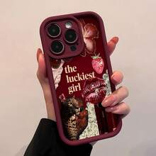 Leopardo rojo chica afortunada tema floralfunda de teléfono Fundas compatibles con ,Apple,VIVO,OPPO,,, y Honor.Fabricadas en silicona TPU,ofrecen protección contra golpes y caídas. - Rojo - Ver 1