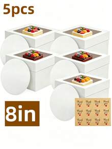 2/5 Packs Cake Boxes, 10x10x8 Inches Tall Cake Box With Cake Boards, White Bakery Boxes With Large Window, Disposable Cakes Transport Containers With Lids, For Cookies, Pies, Wedding, Birthday - View 11