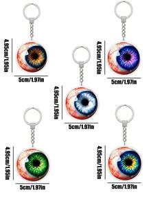 1pc Creative Funny Eyeball Flat Acrylic Keychain, Unisex Eye-Catching Bag Charm Decoration, Portable Personalized Art Key Organizer, Suitable For Daily Home Decor, Prank Gadget - Multicolor - View 2