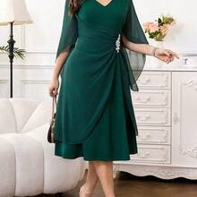 yonghongmaoyi1 Reflora Vestido de fiesta elegante de talla grande con decoración de cristales - Morado - Ver 4