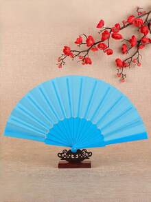 1/10pcs Solid Color Plastic Folding Hand Fan, Portable Clapper Fan, Suitable For Line Dance, Carnival Performance, Foldable Handheld Cooling Fan, Party Wedding Home Decor Gift, Multiple Colors Available - Fan - View 7