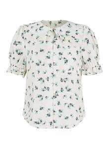 ii Camisa casual de verano para mujer con estampado y ribete de volantes - Albaricoque - Ver 8