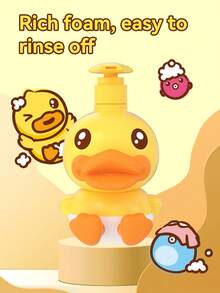 B.Duck Baby شامبو وغسول جسم لطيف للأطفال من B.Duck، 300 جرام/زجاجة، صيغة لطيفة، رغوة غنية، ينظف الشعر والبشرة، مناسب للرضع والأطفال الصغار للاستخدام اليومي - شامبو وغسول للجسم 300 غرام - مشاهدة 3