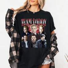 Camiseta de moda callejera vintage Y2K 2026, regalo del Día del Padre Team Daddy Twilight, camiseta de la saga de películas vintage, diseño de 12 estilos - negro - Ver 6