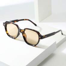 1 par de gafas de moda versátiles y sencillas con remaches cuadrados para hombre - Té de carey - Ver 6