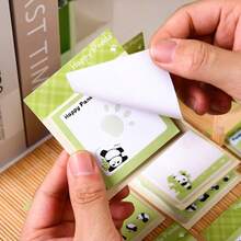 1pc Cute Cartoon Panda Pattern Sticky Notes, Writable Self-Adhesive Mini Notepad, Portable Memo Paper Suitable For School, Office, Home, DIY Scrapbook Diary To-Do List Page Marking, Cute Gift For Panda Lovers And Students - one-size - View 2