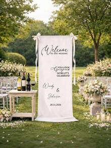 1pc Customized Wedding Welcome Banner, Personalized Wedding Sign, White Customized Wedding Welcome Sign, Wedding Decoration, Decorative Banner, Groom And Bride Gift, Multi-Functional, Multi-Size, Adjustable, Decorative, Reusable, Personalized, Customized, Home Decor, Suitable For Wedding, Wedding Decoration, Wedding Party, Bridal Shower, Birthday Party, Wedding Welcome Use - Multicolor - View 8