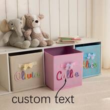 Customized Name Storage Box | Personalized Nursery Storage Cube | Home Decor | Children's Gift | Foldable Toy Bin | Nursery Gift - Multicolor - View 2