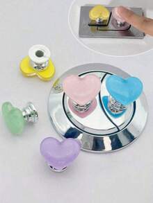 2/4pcs Heart Shaped Toilet Flush Handle,Floral Cartoon Flower Shaped Toilet Flush Button,Toilet Tank Button,Flower Shaped Toilet Plunger,Toilet Flush Button Press Tool,Creative Flower Drawer Pull,Easy Press,Bathroom Accessory,Suitable For Long Nails - Multicolor - View 1