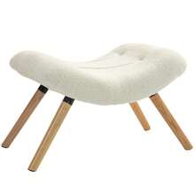Moderner Fußhocker Mit Fleece-Bezug Und Holzbeinen, Gepolstert, Für Wohnzimmer, Schlafzimmer, Flur, Cremeweiß - 乳白色 - 查看 9