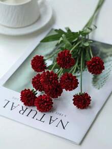 1 Bunch Artificial Carnation Bouquet, Single Chrysanthemum, Home Vase Decoration, Wedding Decoration, Outdoor Garden Decoration, Birthday Party Decoration, Photography Prop - Red - View 3