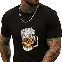 Camiseta básica de manga corta con cuello redondo y estampado. - Negro - Ver 7