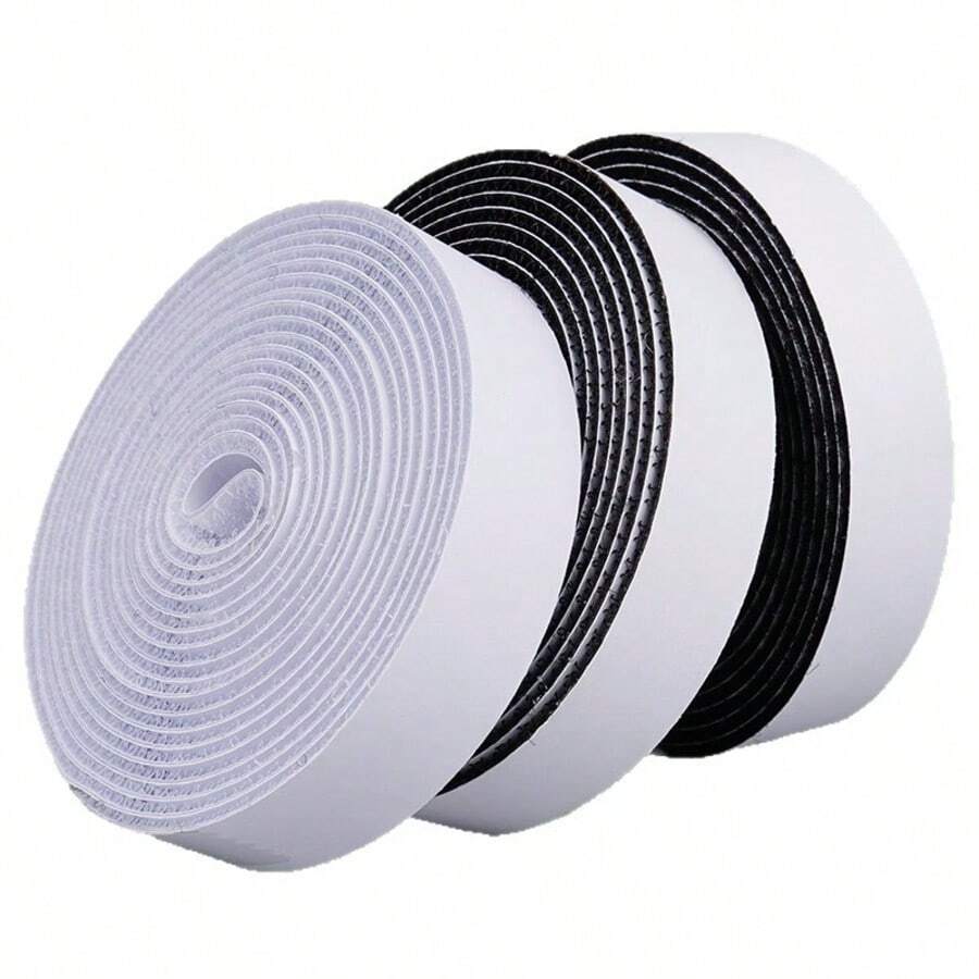 1 Conjunto, 10 Metros/5 Metros de Comprimento, Fita Dupla Face de Gancho e Laço, Fita Autoadesiva de Gancho e Laço, Usada para Fixação de Janelas, Molduras de Quadros, Telas Mosquiteiras, Carpetes e Autoadesivo Forte para Carros - A-branco - Visão 1