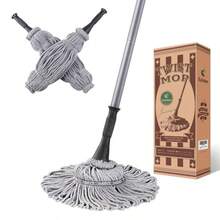 Eyliden Mop con 2 Cabezales Reutilizables fregona giratoria fácil de escurrir con Mango de 57 Pulgadas de Largo fregonas húmedas para Limpieza de Pisos Madera Dura Vinilo Azulejos y más Gris - Gris - Ver 2