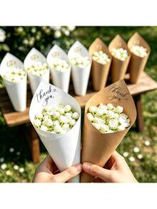 34pcs DIY Wedding Paper Cone Set, Flower Petal Confetti Throwing Tube Set, White/Kraft Paper Color Confetti Tube, DIY Flower Petal Confetti Throwing Tube, Wedding Confetti Throwing Tube, Multi-Color Confetti Throwing Tube, Suitable For Bridal Shower Party Decoration, Flower Petal And Confetti Packaging - Multicolor - View 5