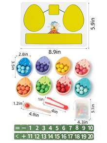 Wooden Dinosaur Egg Math Arithmetic Board Set, Bead Counting & Color Matching Number Sense Toy With Tweezers & Spoon, Montessori Early Learning Math Manipulative, Fine Motor & Hand-Eye Coordination Educational Game, Perfect Birthday Gift - Multicolor - View 10