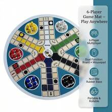 Board Game Set, 13.78 Inch Rubber Game Board, 6-In-1 Family Game Set, Includes Game Board, Dice, Game Pieces, Family Fun Game, Perfect For Parties And Gatherings - Multicolor - View 1