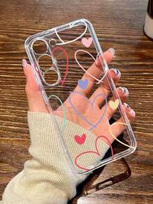 Precise Hole Transparent Heart Painted Anti-Drop Soft Phone Case, Painted Protective Cover Compatible With IPhone/Galaxy/ Series - Multicolor - View 6
