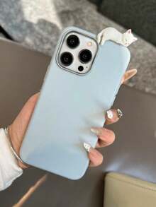 1 buah Casing Ponsel Kulit Imitasi PU Desain Kucing 3D Lucu Populer, Pelindung Sentuhan Lembut Anti-Selip, Casing Tahan Guncangan Gaya Feminin Modis, Kompatibel Dengan Apple 17/17 Air/17 Pro/17 Pro Max/I16/15/14 / / / Honor/ - Biru - View 5