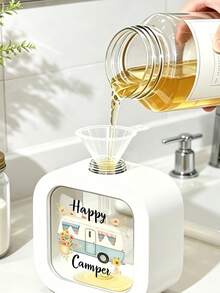 Botella dispensadora de presión con diseño de girasol, botella con cabezal de bomba recargable de gran capacidad, juego de contenedores cuadrados de plástico reutilizables, apto para jabón de manos, loción, champú y gel de baño, diseño transparente visible, apto para cocina, baño, hogar y oficina, esencial portátil para viajes - Ver 3