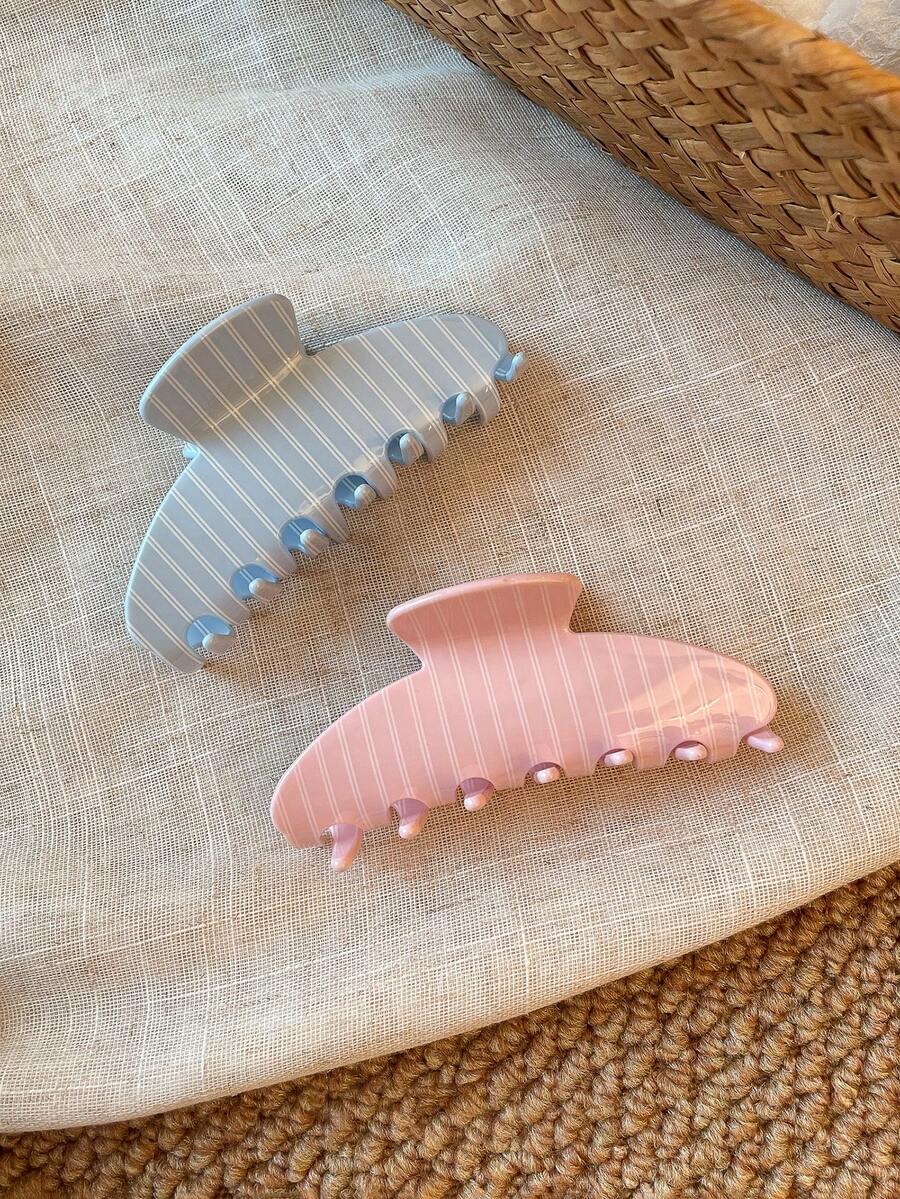 1 pieza Pinza de pelo grande de 10cm/3.93 pulgadas para mujer con rayas simples, pinza para la parte trasera de la cabeza, accesorio para el cabello, elegante y versátil, adorno para peinado recogido, adecuado para uso diario - Multicolor - Ver 1
