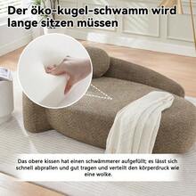 Minimalist Teddy Fleece Sofa With Rounded Design, Softly Padded Couch With Cushions, Versatile For Living Room, Bedroom And Studio. - 棕色 - 查看 6
