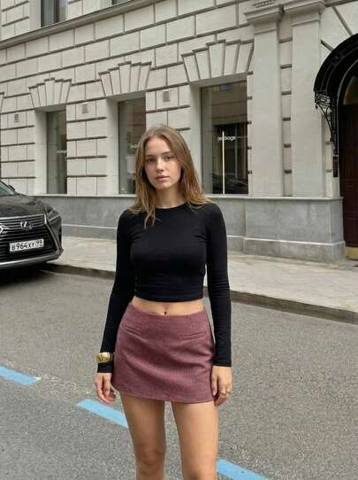 Daleeva New Vintage High Waist Slimming Anti-Flashing A-Line Mini Skirt For Women Casual