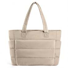 XD Large Capacity Minimalist Quilted Tote Bag For Kids, Multi-Compartment Storage Design With Built-In Independent Water Bottle Holder And Laptop Compartment, Hand-Carried And Commuter Dual-Use, Suitable For Daily Commute, Short Trips, Weekend Outings, Spring Travel, Simple And Premium Texture, Can Store Personal Clothing, Water Bottle, Laptop, Coins, Valentine's Day Gift, Office Carry Bag For Employees, Practical And Highly Attractive Gift For Children - Multicolor - View 11