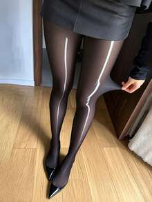 1件女款馬油絲襪，光澤性感修身褲襪，高彈性防勾絲，百搭黑色長襪，適合四季穿著，柔軟舒適 - 黑色 - 查看 7
