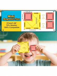 Colorful Magnetic Tiles Upgraded Version Magnetic Building Blocks, STEM Sensory Educational Toy, Suitable For Boys And Girls, Castle Building Set With Portable Storage Box, Birthday Gift - Multicolor - View 6