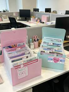 13-Layer A6 Accordion File Folder, Portable Expandable Solid Color Document Organizer Bag With Index Tabs, Multi-Function Expanding File Folder For Easy Document Storage, Multi-Layer Classification Label Folder, Bill File Bag,Back To School - Accordion File - View 2