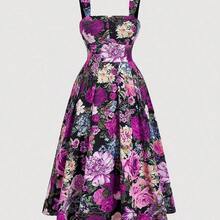 dagjydgfyja  MOD Vestido de talla grande, elegante y romántico, con estampado floral retro de verano - Naranja - Ver 10