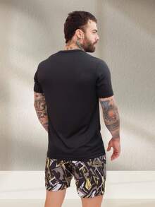 Men's Dry Short Sleeve Gym Training T-Shirt - Black - View 2