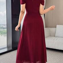 jianchaimaoyi02  Vestido elegante de unicolor con pliegues y hombros descubiertos para mujer - Agua verde azul - Ver 5