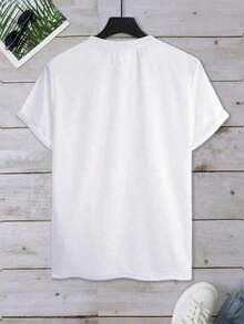 Men's Plus Size Cartoon Bear Print Short Sleeve T-Shirt - White - View 2