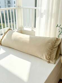 1pc Polyester Faux Linen Material, Floral, Printed, Long Pillowcase, Suitable For Bed, Sofa Decoration (Filling Not Included), School Bedding, Dorm Decor. - Khaki - View 6