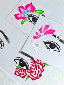 3 Sheets Flower & Acrylic Gems Face Stickers, Freckle Face Makeup Stickers Lovely Sweet Matt Finish Same As Face Painting Effect, Self-Adhesive Gem Stickers For Beauty Makeup,Party Festival Makeup Decoration - Multicolor - View 11