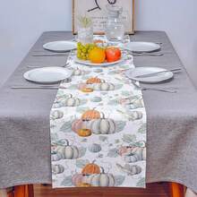 Fall Harvest Watercolor Pumpkins Table Runner Holiday Party Decor Reusable Farmhouse Kitchen Dining Table Runner Thanksgiving Decorations - Multicolor - View 6