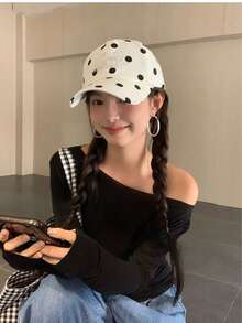 1pc New 2026 Korean Style Polka Dot Baseball Cap For Women, Summer Thin Breathable Sun Protection Hat, Face-Slimming Design - Multicolor - View 3