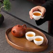2025 New Elegant Dark Brown Durable Tray--Suitable For Tea, Breakfast, Desserts--Ideal For Home, Restaurant, Hotel, Japanese Formal Banquets--Heavy-Duty Structure, Breakfast Presentation, Natural Wood Grain, High-Quality Wooden Platter, Perfect For Entertaining Guests And As A Gift For Santa Claus - 11.42*8.27*0.91 Inches - View 7