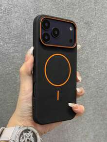 1pc Minimalist Matte Skin-Friendly Wireless Charging Magnetic Phone Case, Compatible With IPhone 18/18Pro/18promax/17/17Pro/17Promax/16/16Pro/16promax/15/15Pro/15Promax/Air 16 15 14 13 12 Pro Max Plus, Soft Silicone Back Cover Protective Shell - Black - View 1
