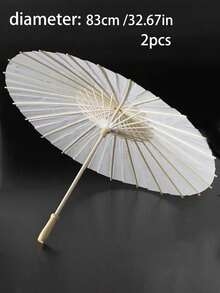 8 Sets, 6 Sets And 1 Set Wedding Umbrellas, Handmade Painted Umbrellas, White Parasols And Vintage Chinese Round Oil Paper Umbrellas. These Are Perfect For Use As Photo Props, Cosplay, Craft Decoration, Wedding Arch Decoration And Bridal Party Decoration. Each Set Size Is 84 Cm X 60 Cm. - White - View 7