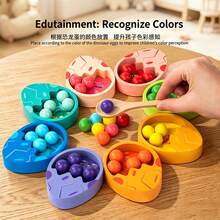 Wooden Dinosaur Egg Math Arithmetic Board Set, Bead Counting & Color Matching Number Sense Toy With Tweezers & Spoon, Montessori Early Learning Math Manipulative, Fine Motor & Hand-Eye Coordination Educational Game, Perfect Birthday Gift - Multicolor - View 6