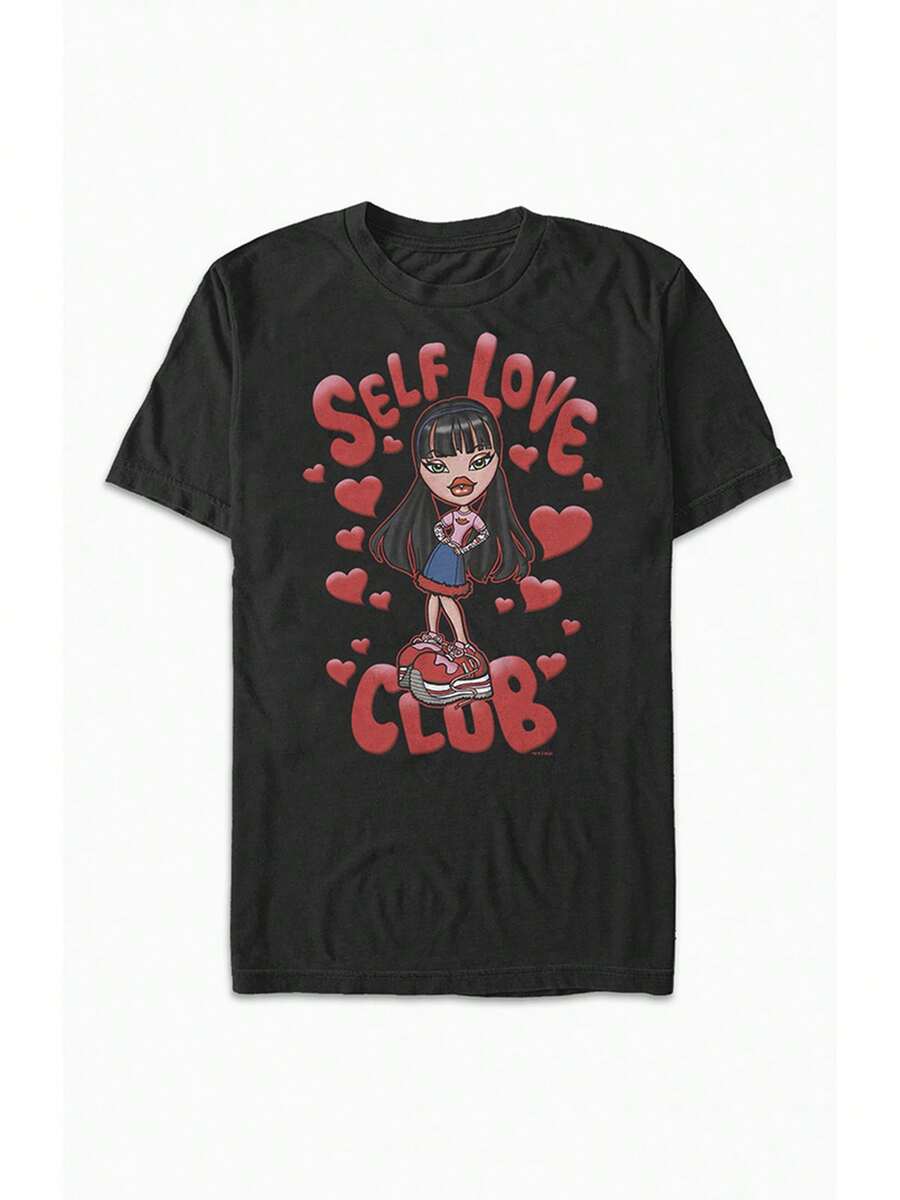 Rebel-Vibez Self Love Club T-shirt Herr 2026 Ny Trend Unisex Enfärgad Oversized T-shirt Mjuk Hudvänlig Ventilerande Lös Passform Vardaglig Streetwear Året Runt Utomhus Semester Toppar För Män Kvinnor Tonåringar - svart - Visa 1