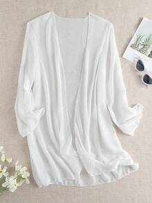 Swim Basics Kimono de gasa transparente de verano con abertura frontal - Albaricoque - Ver 1