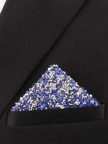1 pieza Pañuelo de bolsillo brillante con pedrería de moda para hombre, accesorio de traje y esmoquin para boda, fiesta y banquete, pañuelo de bolsillo enchufable - Multicolor - Ver 12