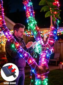 Solar Powered Outdoor String Lights, 4 Modes, Quick Storage, Portable, Perfect For Camping, Yard, Garden, Canopy And More - Solar-powered Colored Lights - View 5
