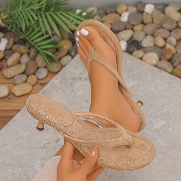 Zapatos mule con dedo para mujer, sandalias flip flop con tacón bajo tipo kitten, zapatos casuales de uso dual para ir y venir en verano, unicolor de moda de verano